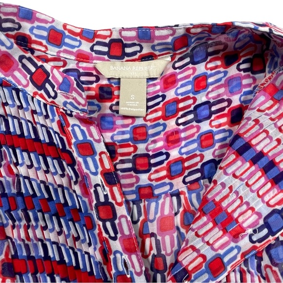 Banana Republic Women’s Sleeveless Geometric Multicolor Sheer Blouse Size S - Picture 4 of 7